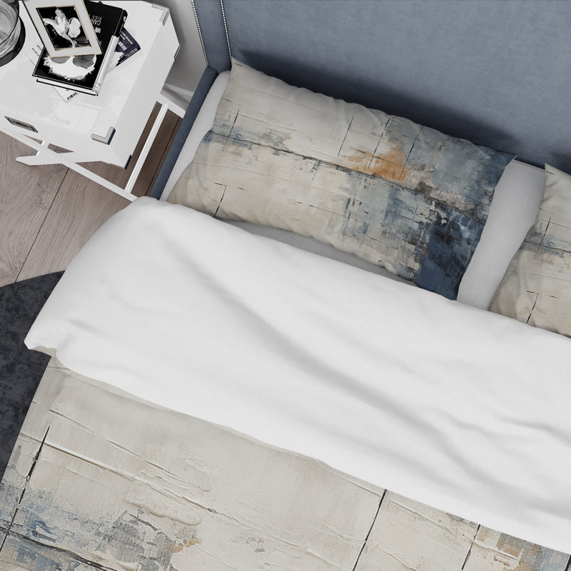 Ensemble de housse de couette Abstract Blue Beige Road Collage II - Microfibre de polyester