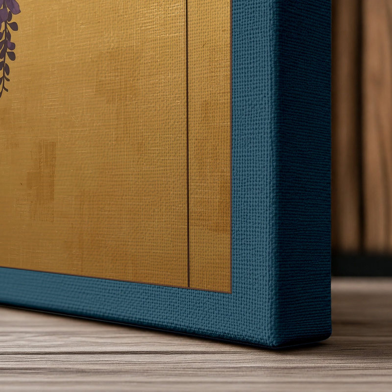 Cascading Wisteria Botanical - Wrapped Canvas, 36x24 - 91.4 x 61.0 cm, Teal Border