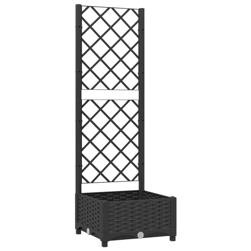 Ebern Designs Garden Planter With Trellis 15.7"X15.7"X47.8" PP, Black