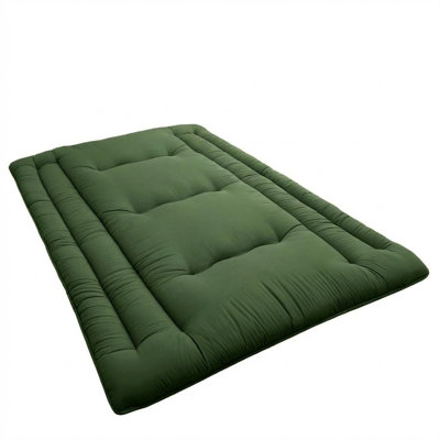 Matelas de sol japonais pliable léger - Lit futon pour camping Tatami, taille simple, vert armée