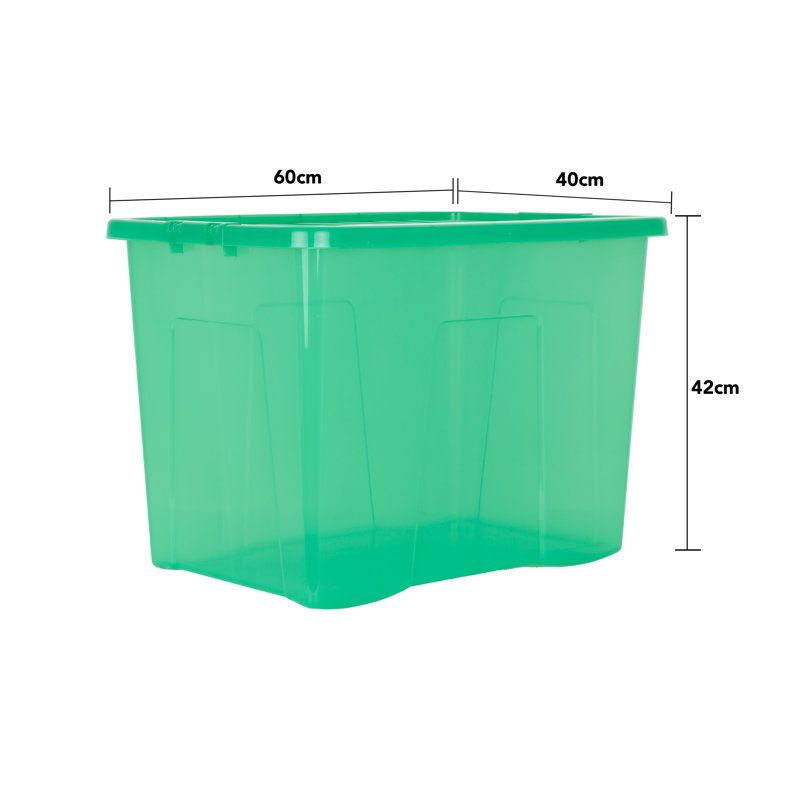 Wham Crystal 80L Plastic Storage Box Pack of 4 Tint Leprechaun Green