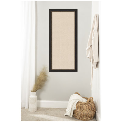 Kate and Laurel Framed Fabric Pinboard Neutral Weave Printed Linen Traditional Bulletin Board for Use as a Vision Board or Wall Organization