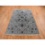 Tapis gris en laine et en soie noué à la main 6 pi x 9 pi 2 po Heris