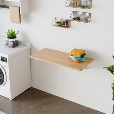 Table murale pliante 31,5 x 15,8 x 6,5 po multi-usages avec tablettes flottantes en bois massif Burly