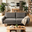 Causeuse 58 po en velours moderne européen avec pieds fuselés et accoudoirs carrés, canapé 2 places avec coussins épais et ergonomiques pour salon, appartement, bureau-1583041340-1583198881