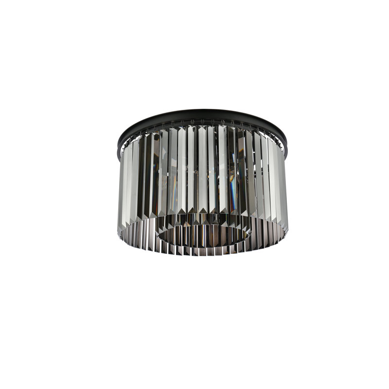 Yazmin Crystal Flush Mount, Gray, Matte Black
