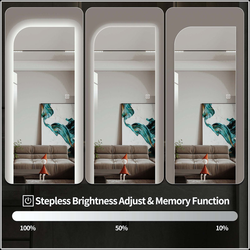 LED Full Length Wall Mirror with Irregular Shape and 3-Color Dimmable Lighting