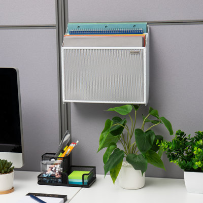 Mind Reader Vertical File Storage, Desktop Organizer, Wall Mount, Metal, 12.5"L x 3.75"W x 11.5"H