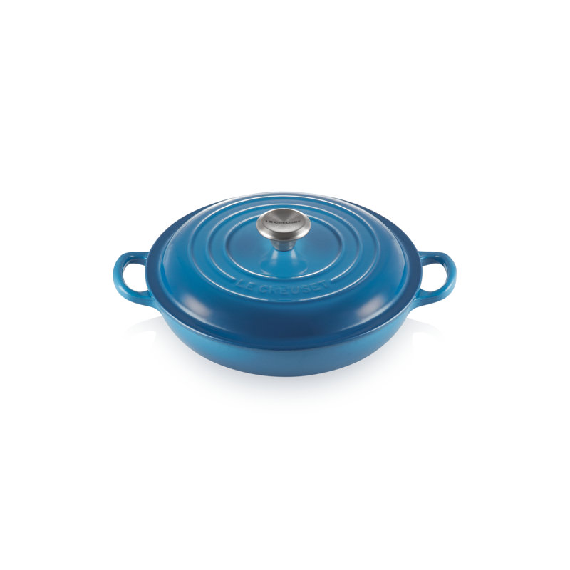 Marseille Blue Enameled Cast Iron Braiser with Lid, 2.25 qt