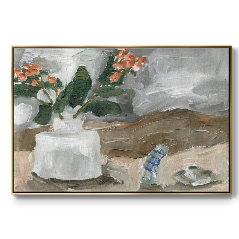 Vase de fleurs roses III, H 27 po x l 41 po x P 2 po, Or