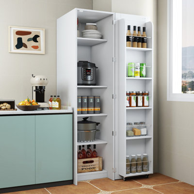 Garde-manger Oliva avec tablettes réglables, rangement autoportant pour la cuisine, le salon et la salle à manger