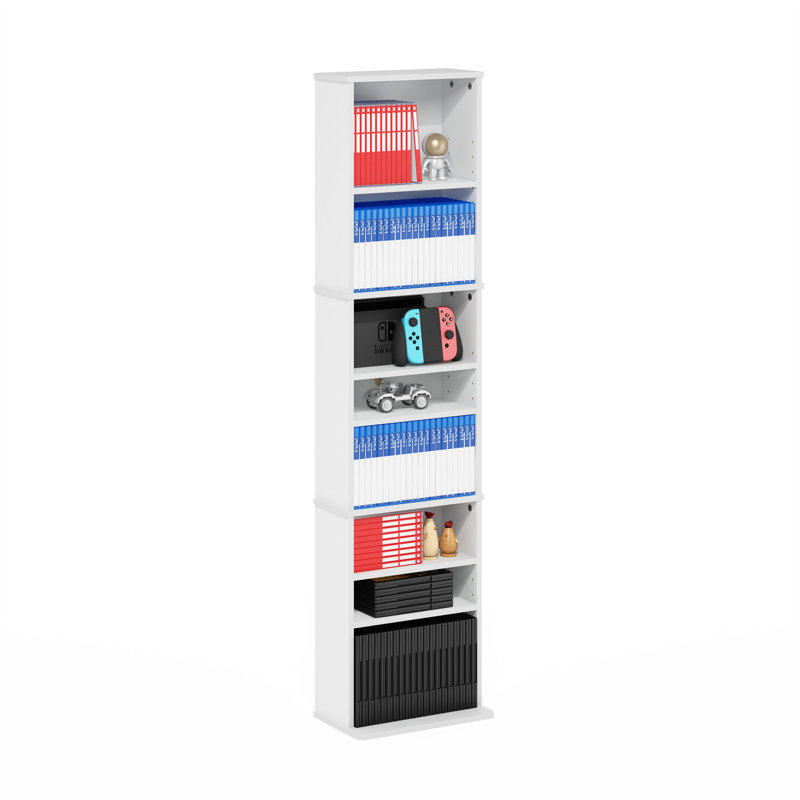 Support de rangement multimédia 9 tablettes avec tablettes réglables, Blanc / Blanc