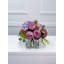 Faux Purple Peony Rose Hydrangea Centerpiece in Glass Vase