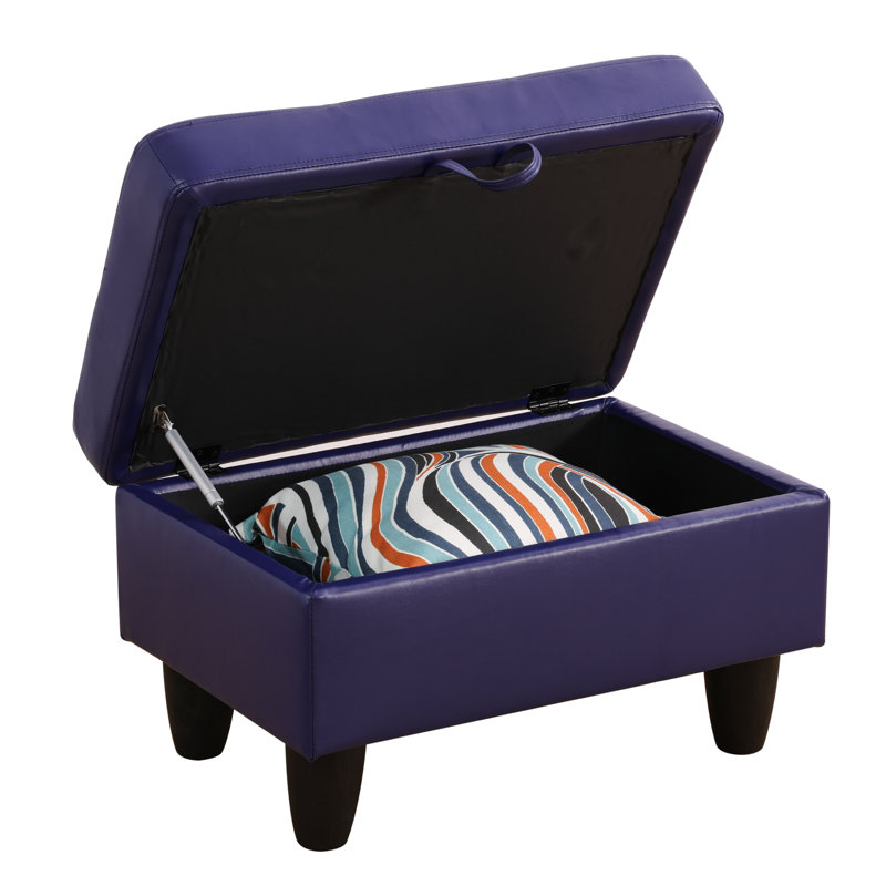 Enitan Faux Leather Ottoman, Black, Gray