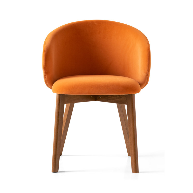 Tuka Upholstered Armchair with Wooden Frame, Taupe, Walnut