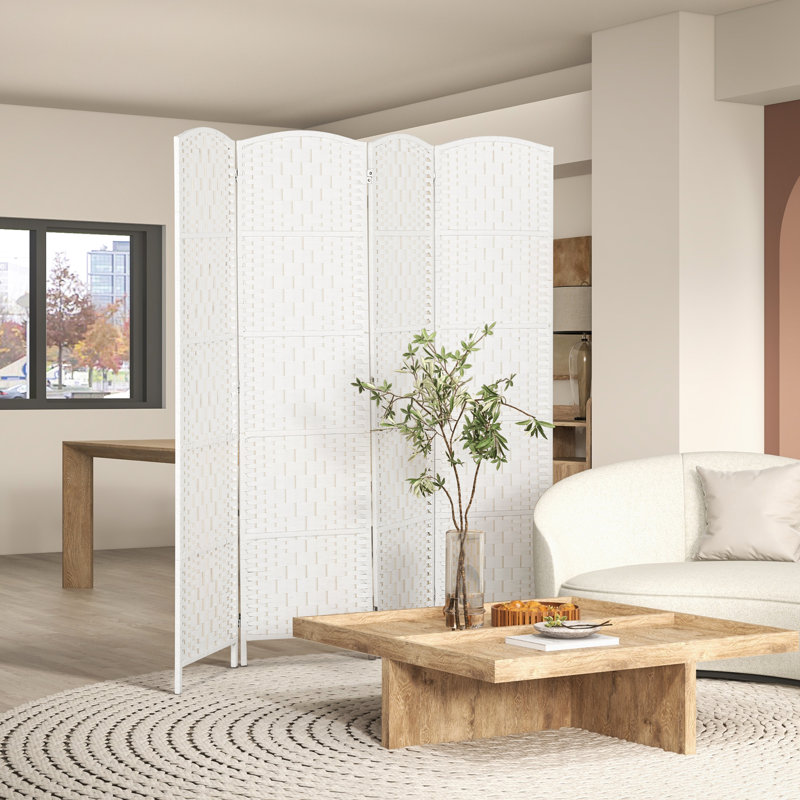 Roche Room Divider,wood, 70.25"W x 70.25"H, White , 4
