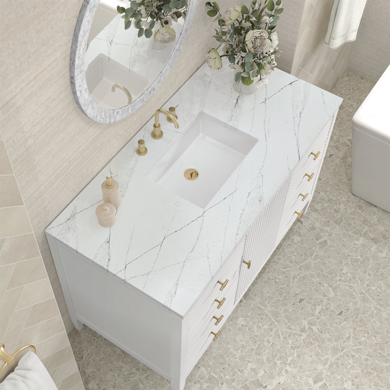Myrrin 48'' W Single Vanity, Bright White, Ethereal Noctis, 8" Widespread