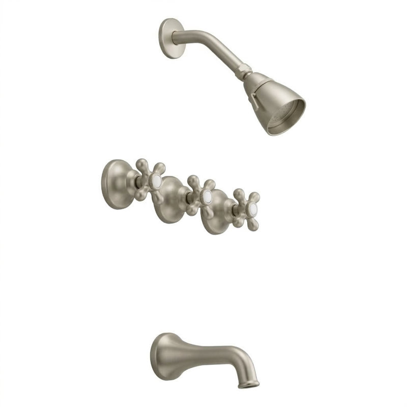 Ensemble de douche et baignoire encastrée Sacramento, Nickel mat