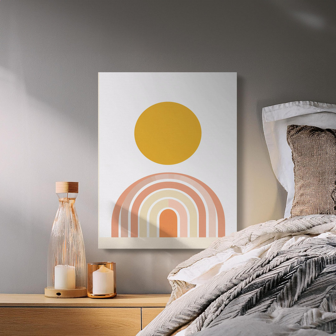 Boho Rainbow Canvas Wall Art, Modern Sun Print, Gallery Wrapped Canvas, Ready to Hang, Archival Ink, Nursery Decor, Minimalist Art