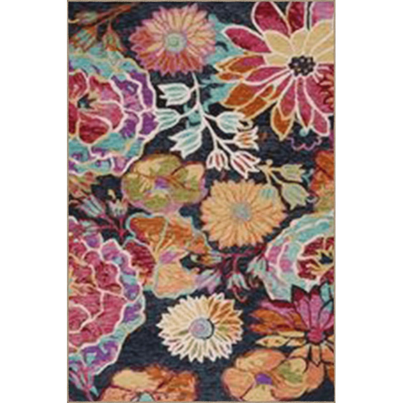 Tapis décoratif multicolore à motif floral multicolore et lavable à la machine, Rectangle 3 pi 3 po x 4 pi 11 po