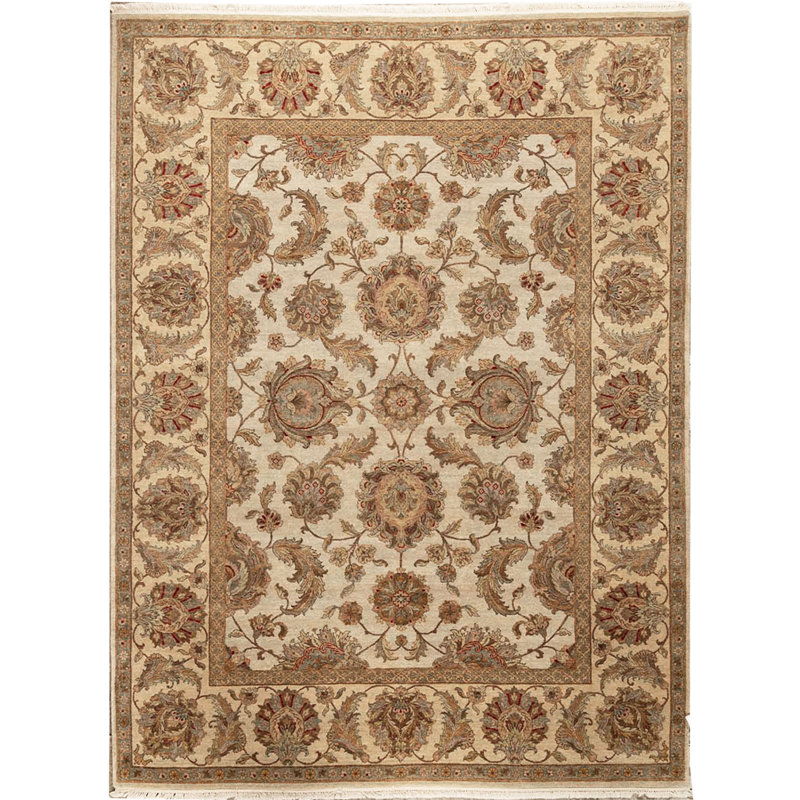 Tapis ivoire noué à la main de haute qualité