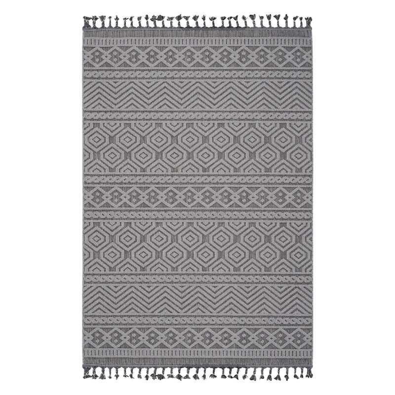 Geometric Rug, Machine-Woven Area Rug For Indoor And Outdoor, Rectangle 7'9" x 10'