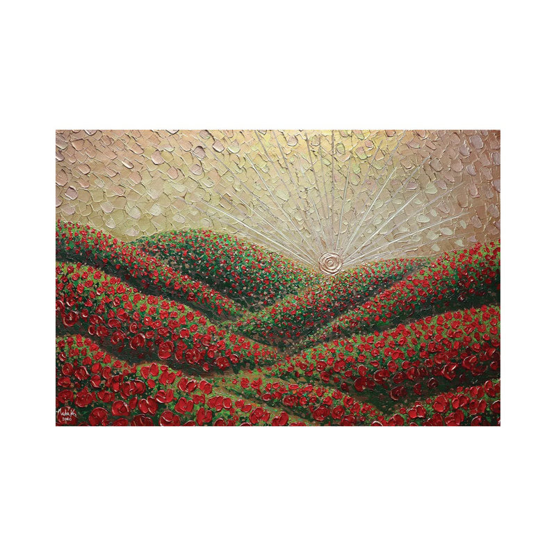 Hidden Hills - Gold Red by Nada Khatib - No Frame Gallery-Wrapped Canvas Giclée on Canvas, 20.32cm H x 30.48cm W