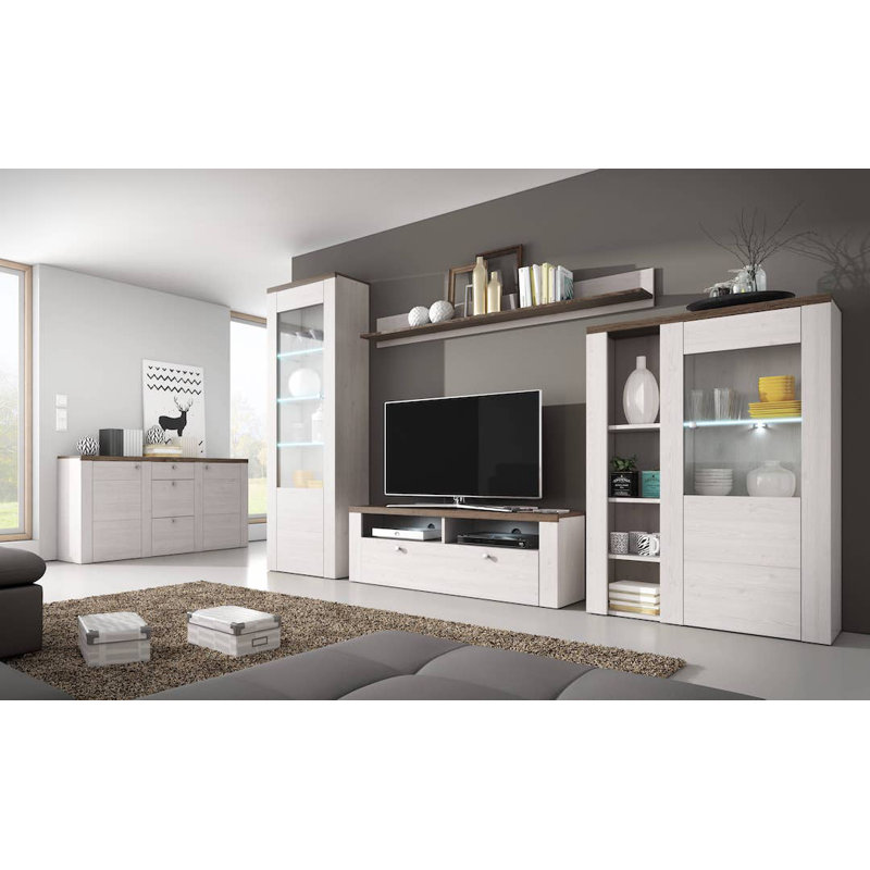 Azlynn Unfinished TV Stand for TVs up to 55", Oak Sibiu
