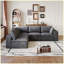 Canapé 99 po x 103 po en velours côtelé gris foncé, siège modulaire à assise profonde et coussins amovibles, aucun assemblage requis-2045754934