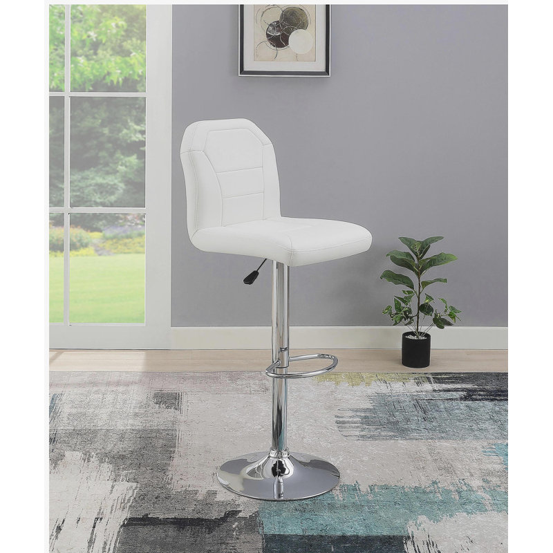 Chaise de salle à manger avec tabourets de bar réglables en similicuir blanc, Blanc