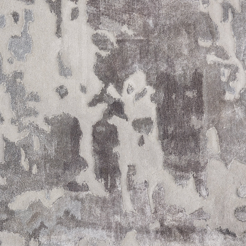 Tapis gris abstrait moderne fait à la main Versailles, Rectangle 8 pi 6 po x 11 pi 6 po