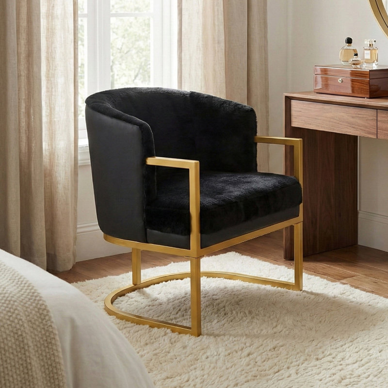 Chaise d'appoint moderne en polyester, Noir