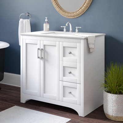 Moore 36'' Single Bathroom Vanity with Engineered Marble Top