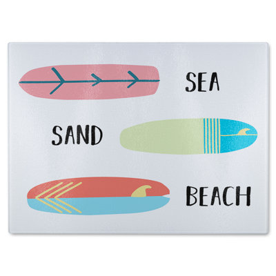 Sea Sand Surf Beach Glass Chopping Board