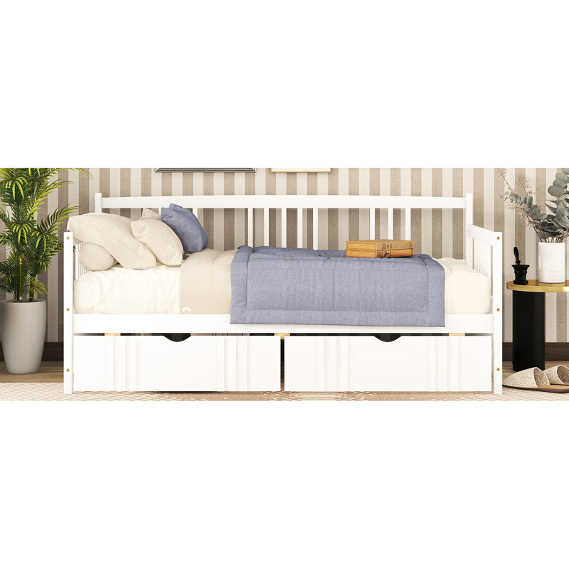 Lit de jour simple blanc avec rangement pratique pour tiroir, Blanc