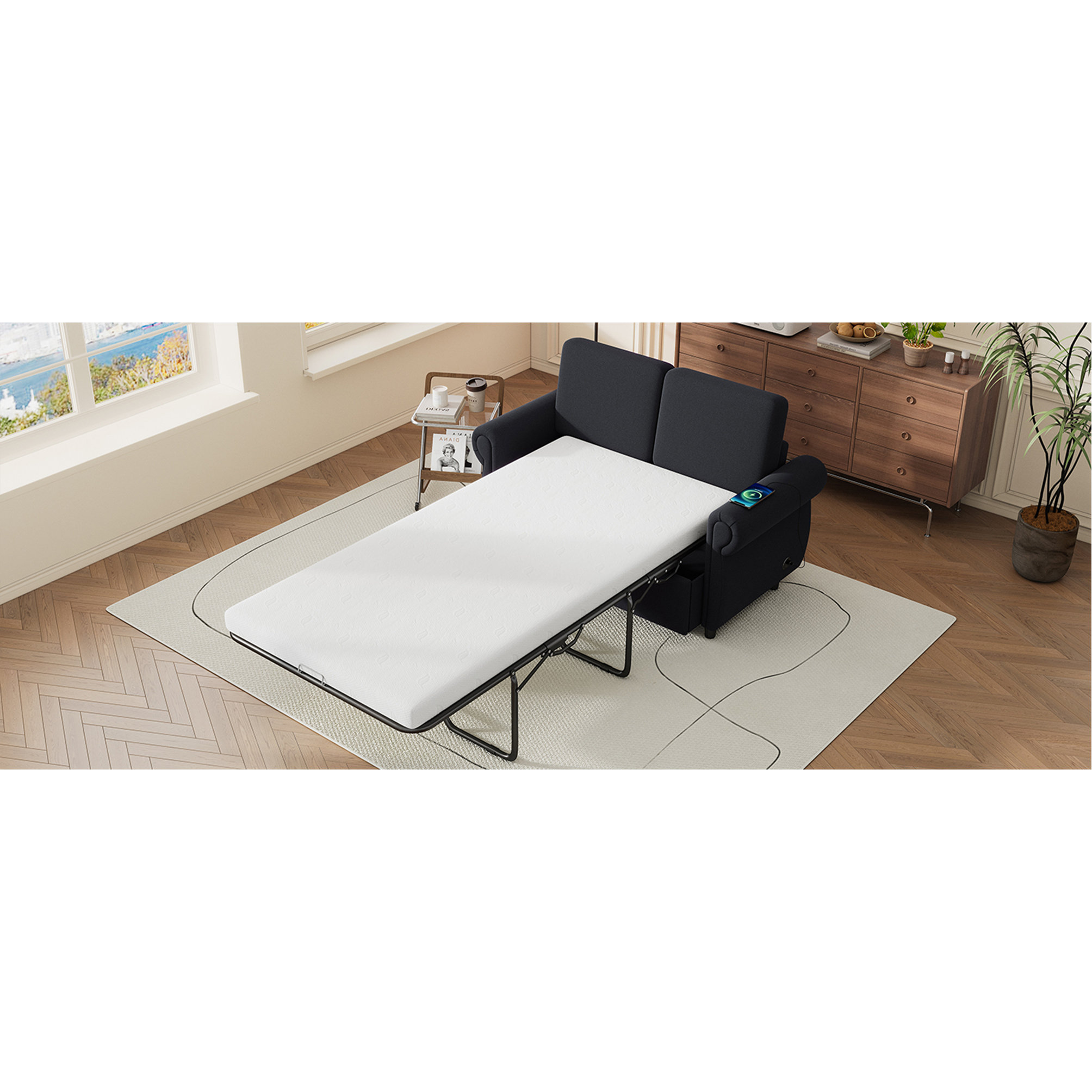 Latitude Run® Pull Out Sofa Bed Loveseat Sleeper With Twin Size Memory ...