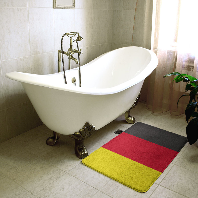 Memory Foam Non-Slip Bath Rug, 21" W x 34" L, Red/Yellow