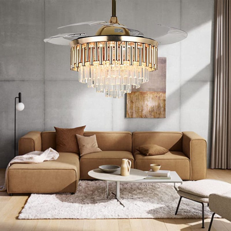 Courtny 42'' Ceiling Fan with LED Lights, Gold