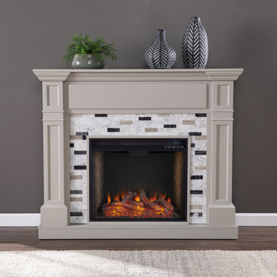 Birkover Criss Cross Fireplace w/ Marble Mantle
