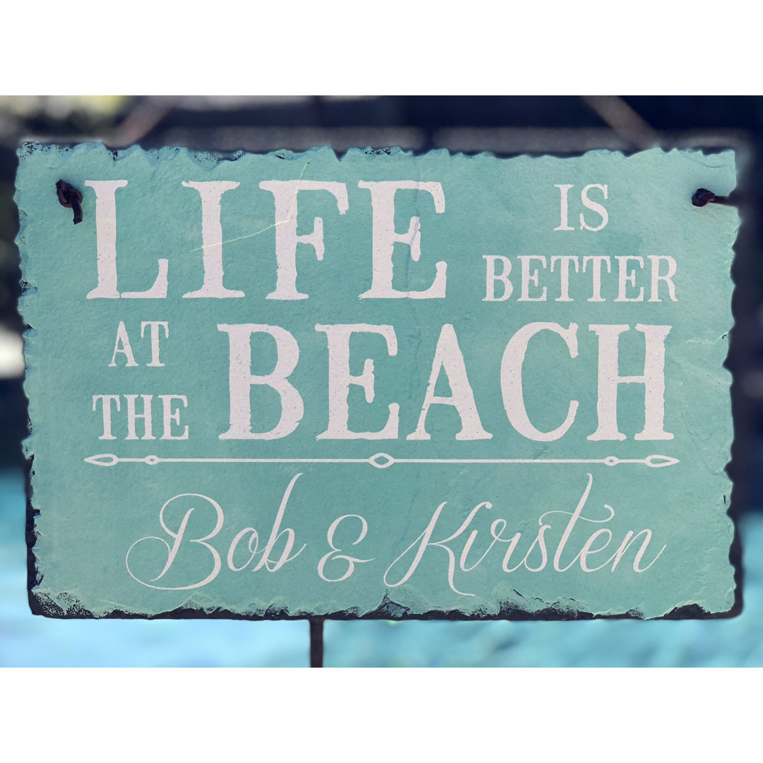 Sassy Squirrel Ink Personalized Slate Stone Address Plaque Home Décor Life is Better at the Beach Sassy Squirrel Ink