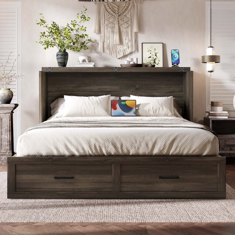 Armoire murale avec station de charge Murphy, gris, Grand