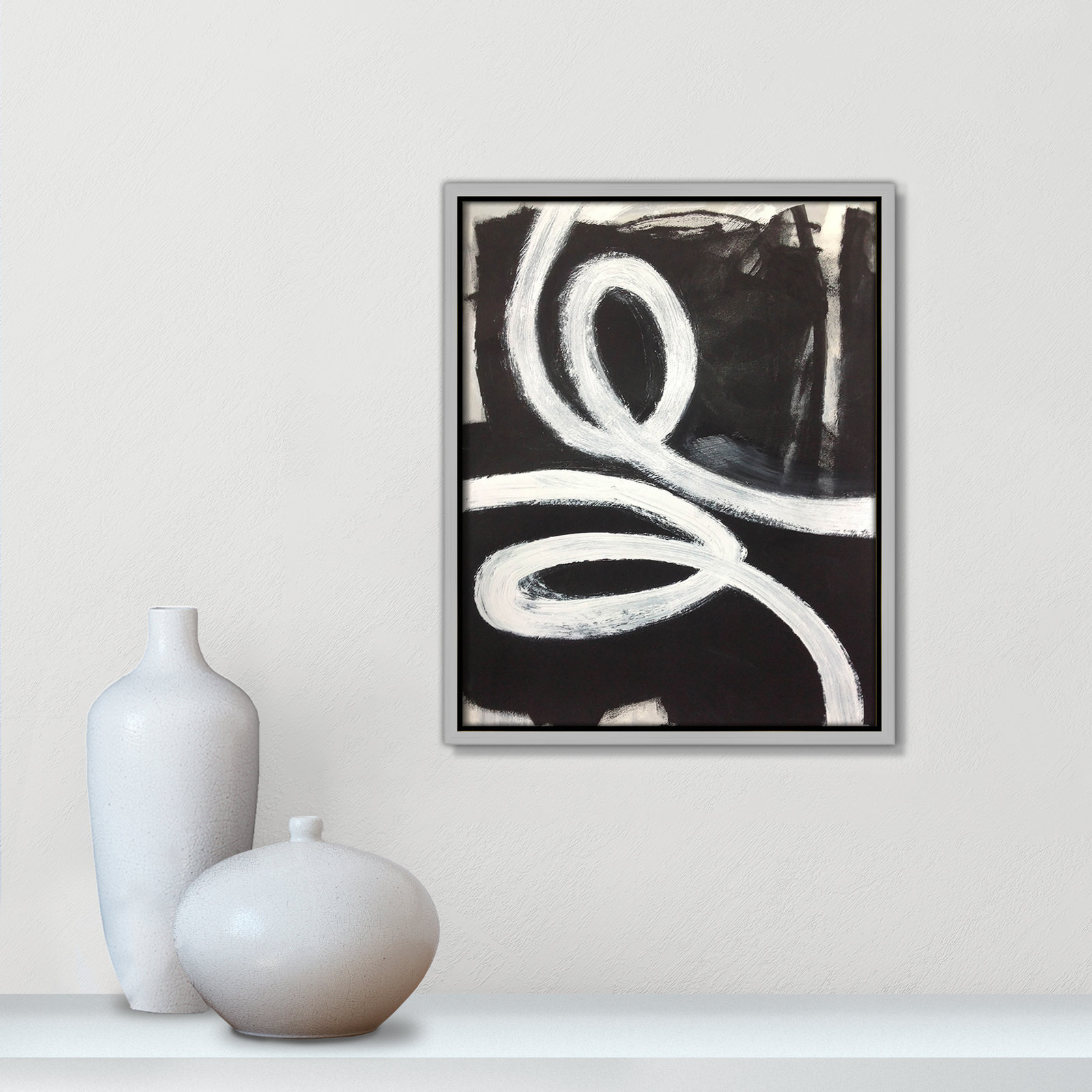 Bronte "Swirly Swirls I" Print, 15.5" H x 12.5" W x 2" D, Silver Floater Framed, No