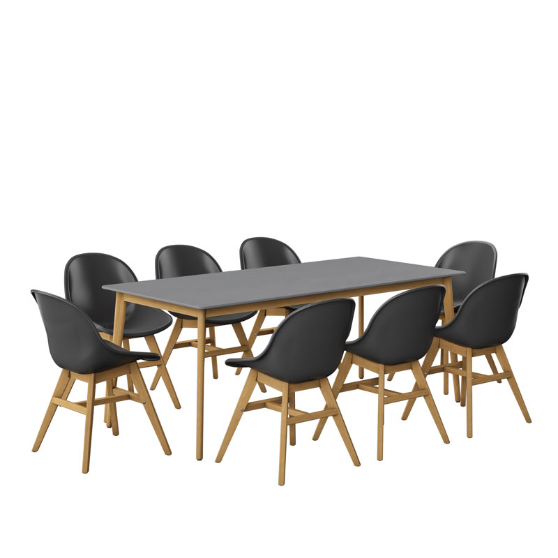 Anautica 8 - Person Teak Wood Patio Dining Set with Rectangular Table