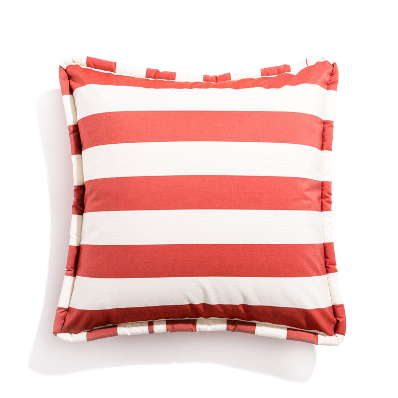 Crew Mimosa Devi Outdoor Pillow Cover and Insert, 26" H x 26" W, Red Striped