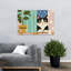 Curious Cat Peeking Playful Whimsical Contemporary Cat Plant Wall Art Print by Mathieu - Wrapped Canvas Print-728773533