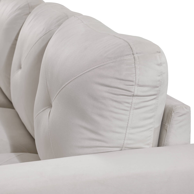 Canapé modulaire en L, canapé et méridienne Star , Accoudoir à droite (vu de face), Microfibre / microsuède crème blanc