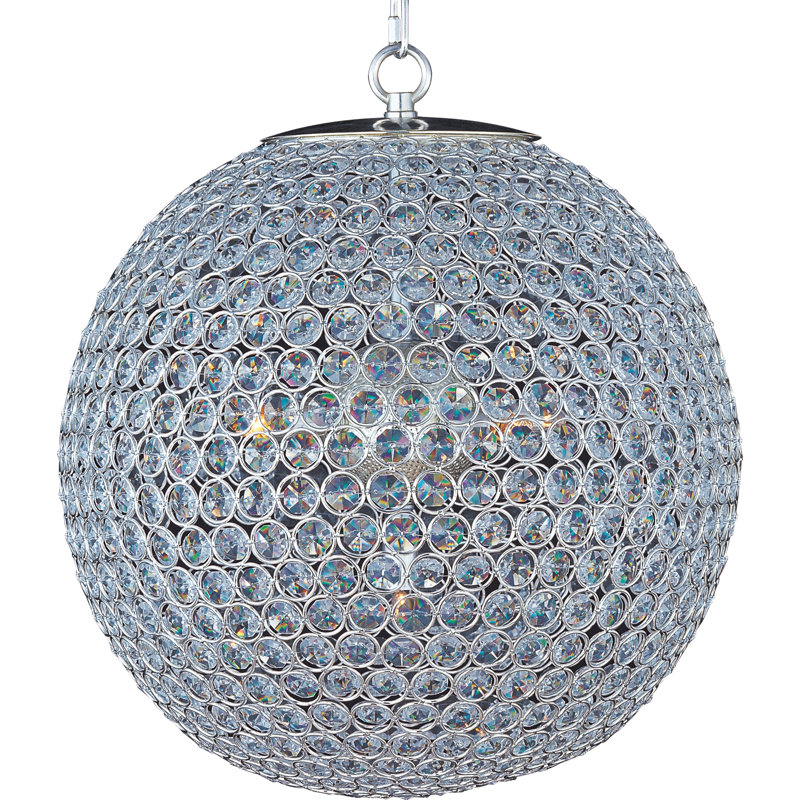 Lustre sphérique unique à 5 lumières Farley, Argent plaqué
