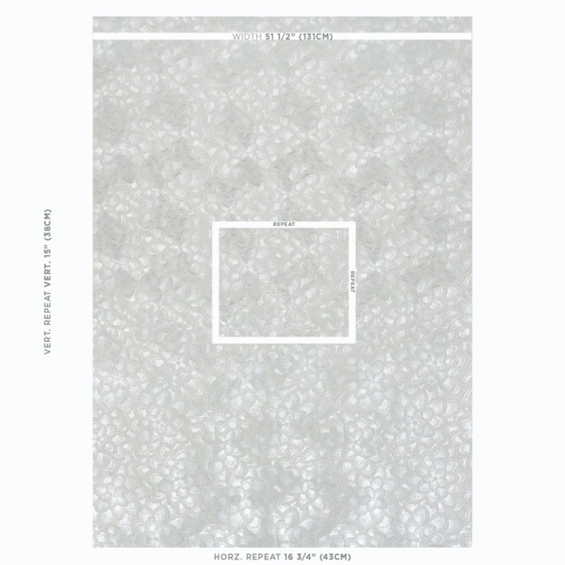 Lotus Embroidery Fabric, White/ Metallic