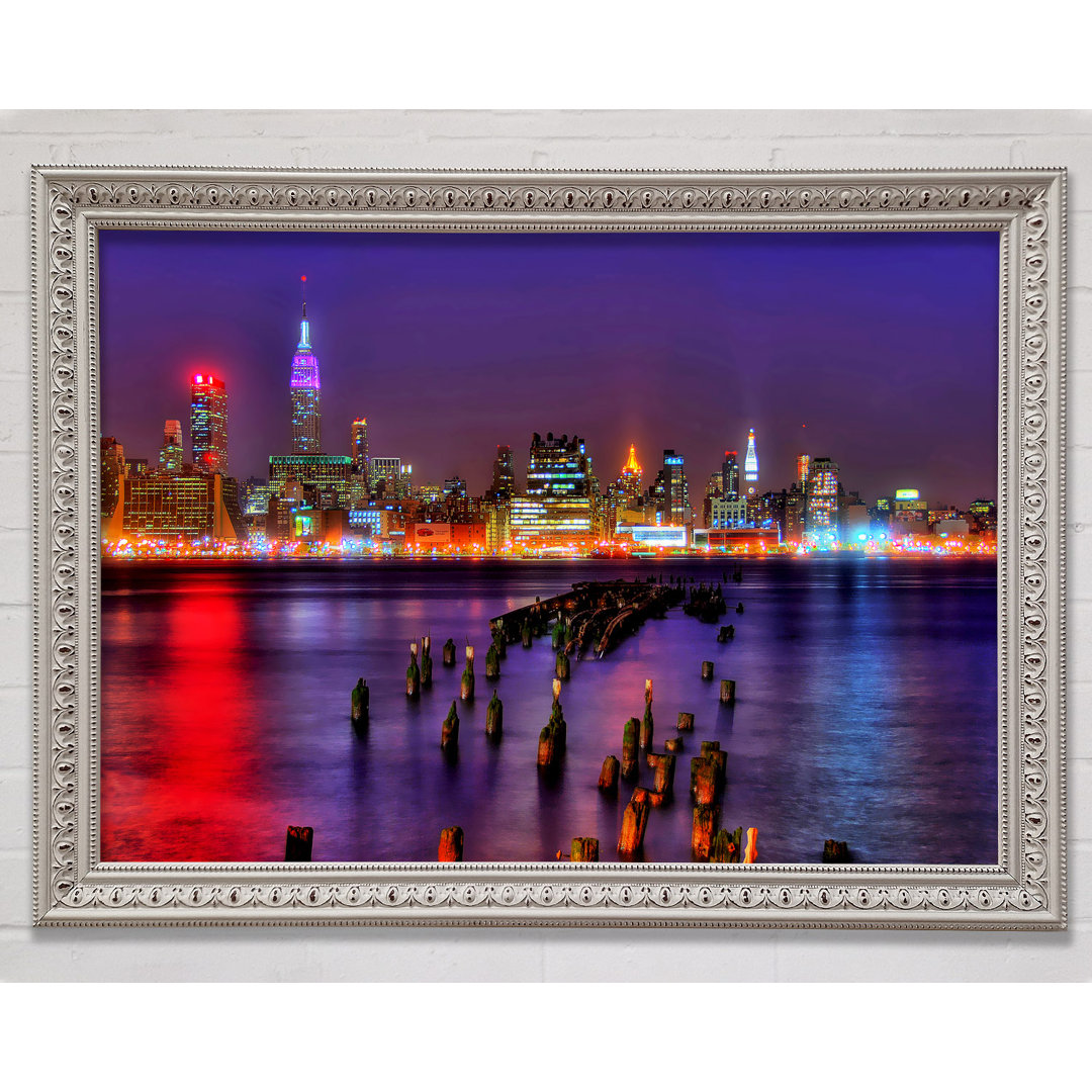 New York City Purple Sky Reflections - Einzelner Bilderrahmen Kunstdrucke