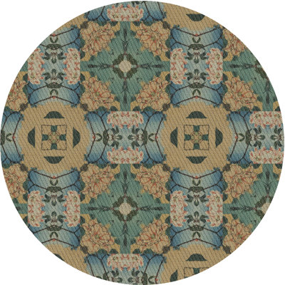 Bleu abstrait/beige/Tapis décoratif vert Penix